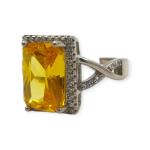 925 Sterling Silver Ring with Beautiful Yellow Stone